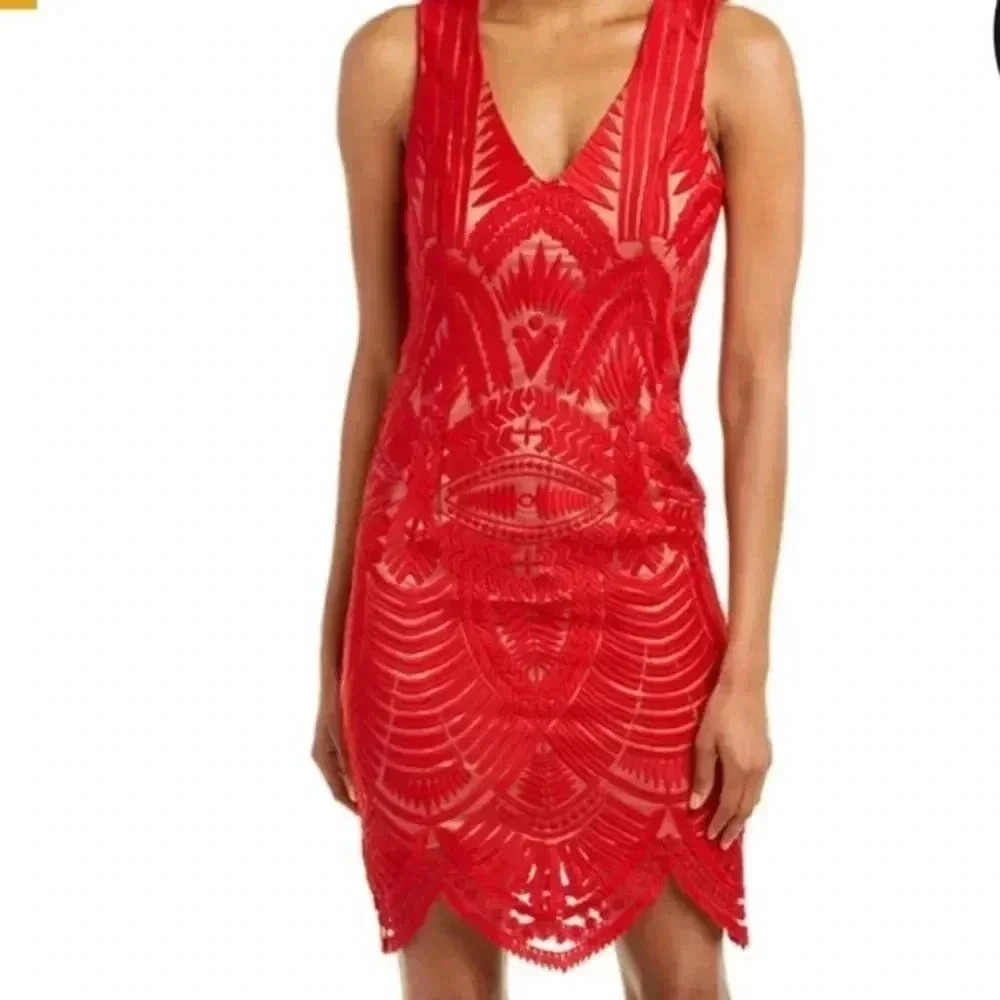 ✨Like New✨ Bardot Red Lace Overlay Dress Size 10​​